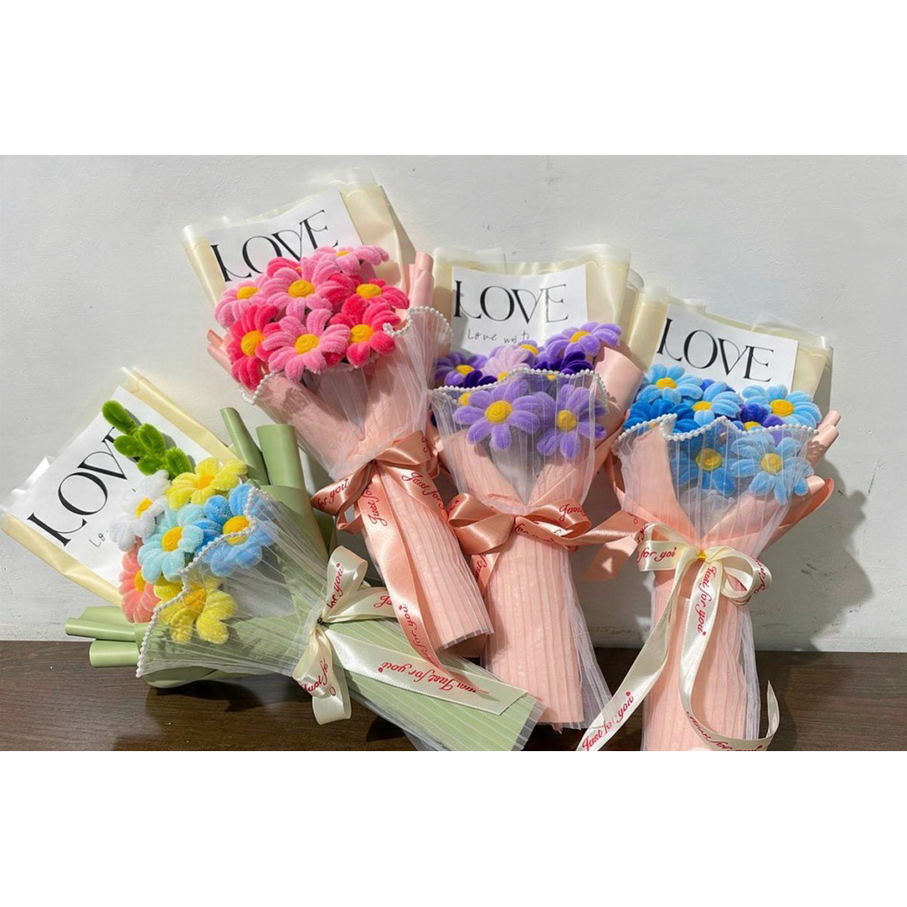 ช่อดอกไม้ลวดกำมะหยี่ พร้อมส่ง สูงประมาณ 35-40cm ขนาดกลาง