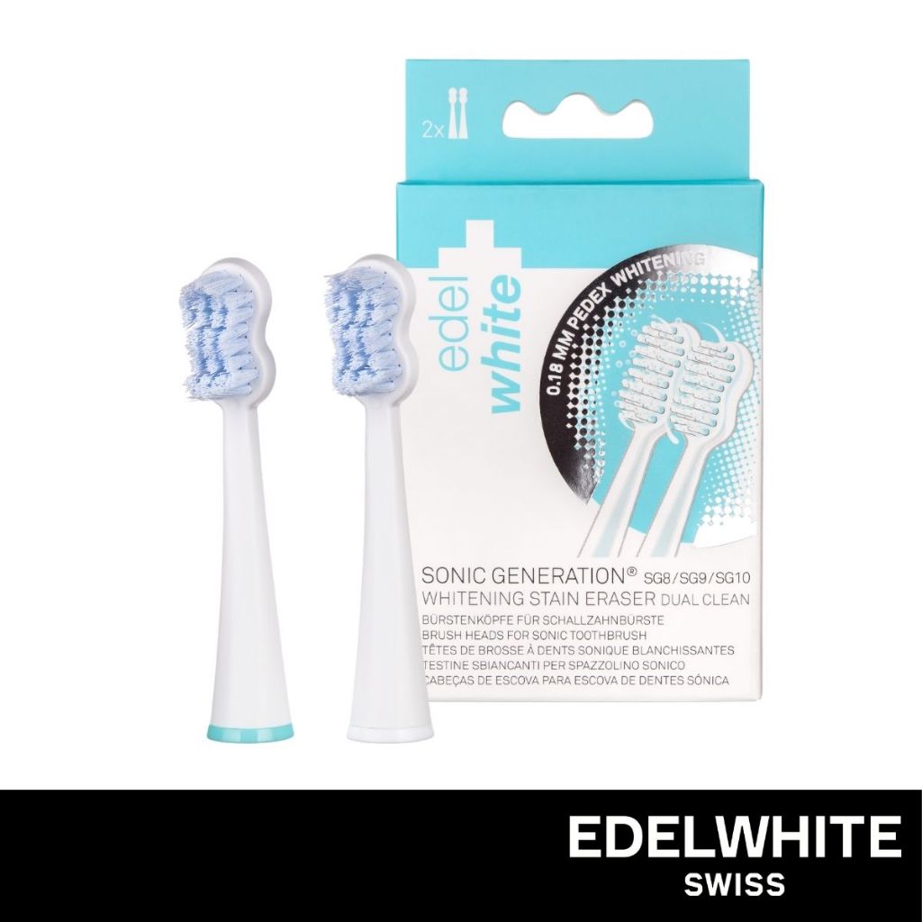 [ต้องการฟันขาว-ขจัดคราบ] EDELWHITE Whitening หัวแปรงไฟฟ้า ขจัดคราบสะสม แพ็ก 2 ชิ้น