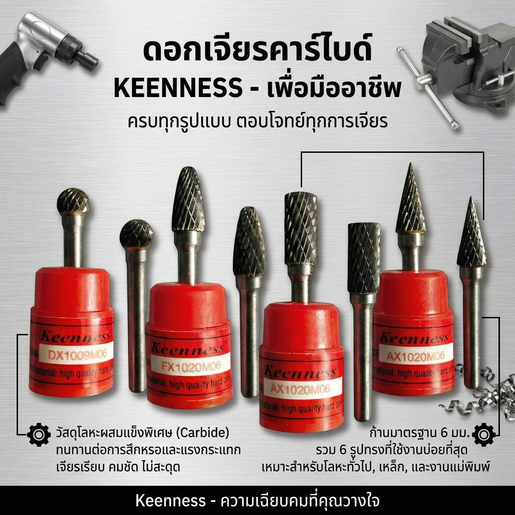 ดอกเจียร ดอกเจียรคาร์ไบด์ Keenness ขนาดหัว 10 มม. แกน 6 มม.