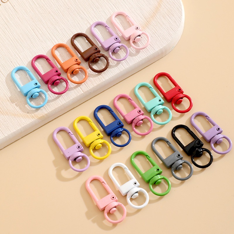5-10ชิ้น ตะขอก้ามปู พวงกุญแจตะขอ สีลูกกวาด 13x33 มม. พวงกุญแจตัว U สีพาสเทล สำหรับห้อยกระเป๋า DIY อุปกรณ์ทำเครื่องประดับ