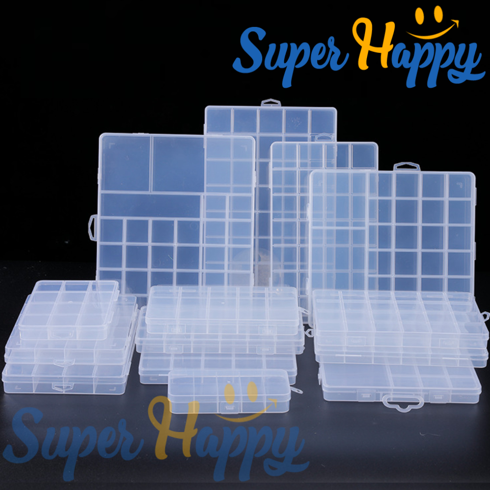 กล่องเก็บลูกปัด/เครื่องประดับ แยกช่อง กล่องใส่อุปกรณ์ DIY พลาสติกใส กล่องเก็บของอเนกประสงค์