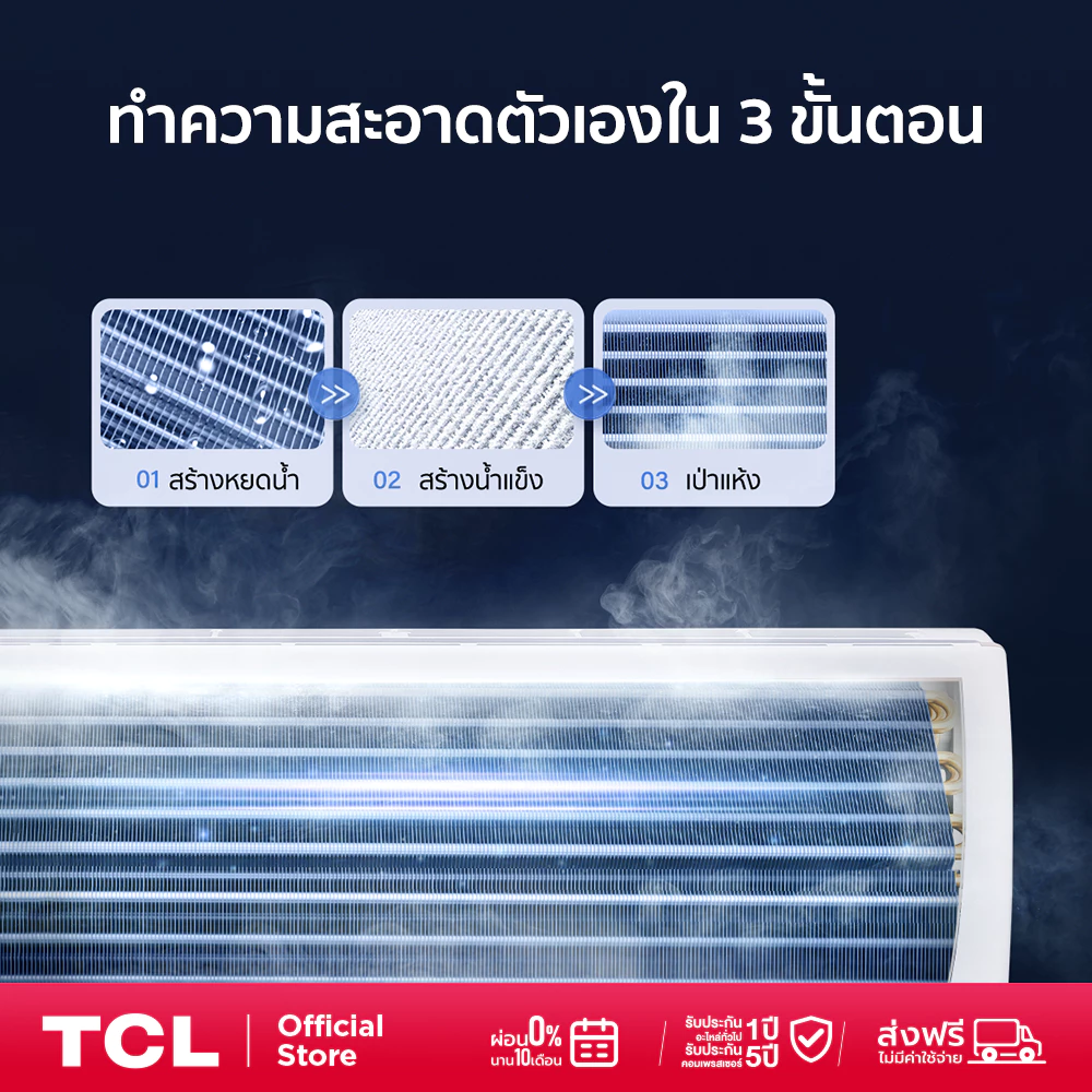 TCL แอร์ Full DC Inverter ขนาด 12,000 BTU รุ่น TAC-XAL12CH2 เครื่องปรับอากาศ SaveIN AI Series เย็นเร็ว ทนทาน ประหยัดไฟ thumbnail 7