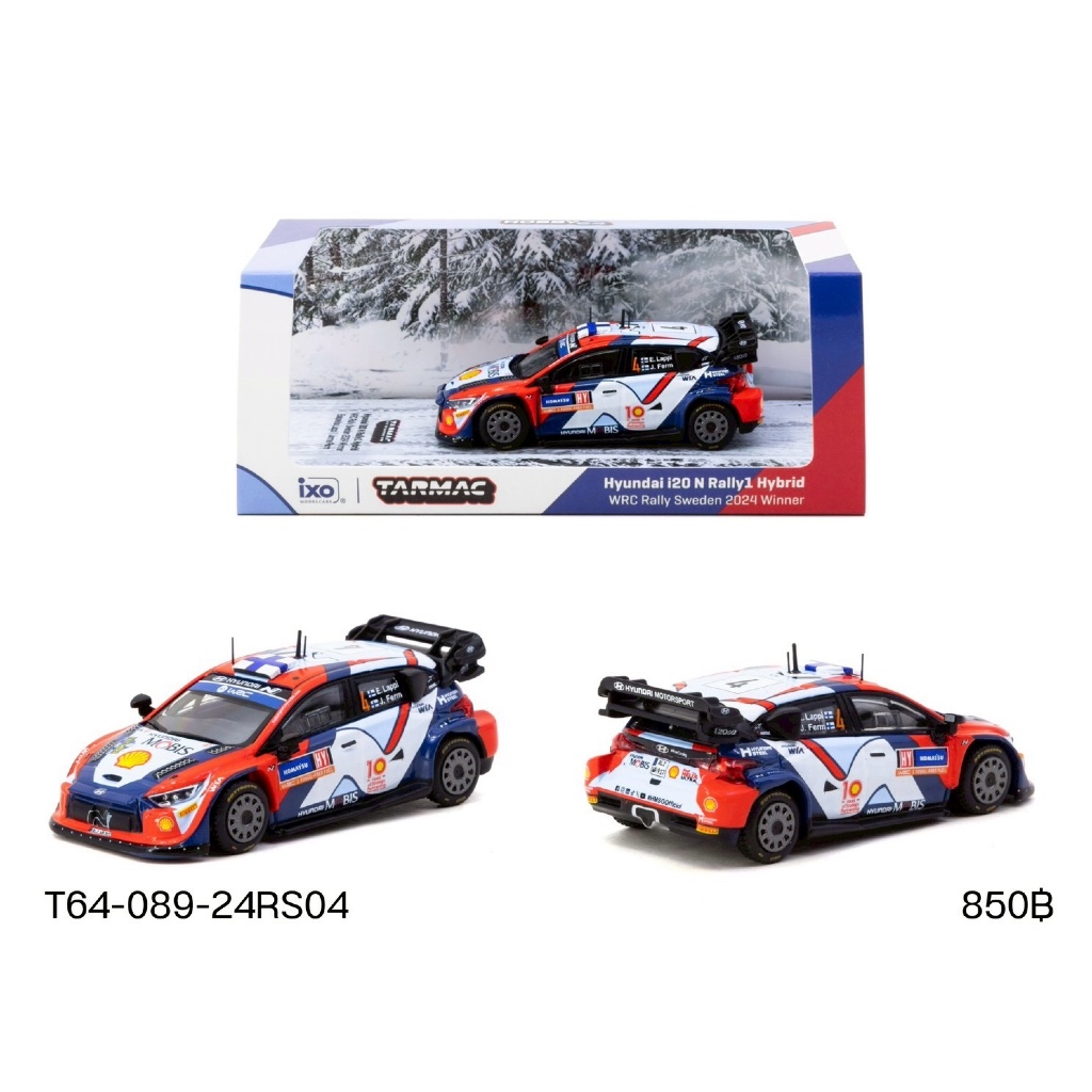 T64-089-24RS04 - HYUNDAI I20 N RALLY1 HYBRID RALLY SWEDEN 2024 WINNER DIECAST SCALE MODEL CAR