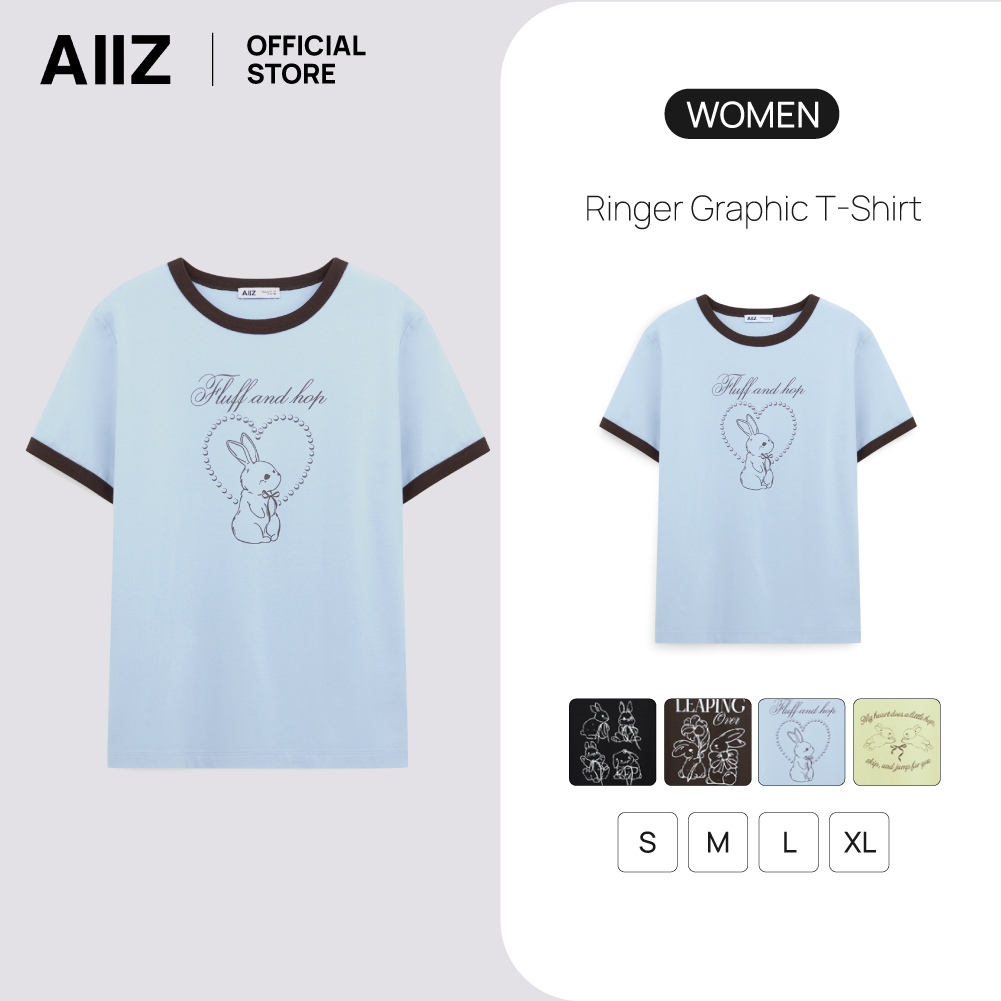 AIIZ (เอ ทู แซด) - AIIZ เสื้อยืดผู้หญิงแขนสั้นลายกราฟิก AIIZ Women’s Ringer Graphic T-Shirt
