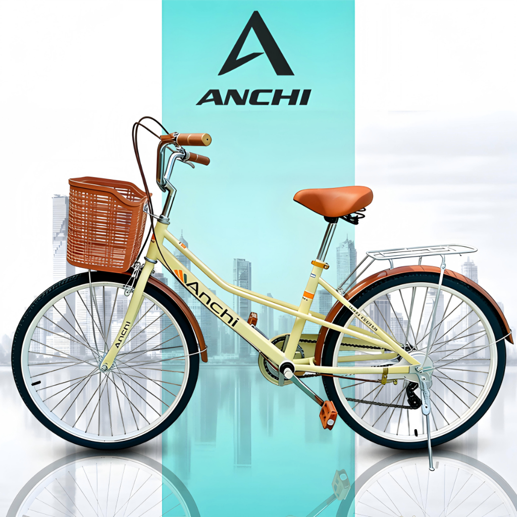 ANCHI จักรยานแม่บ้าน 24/26นิ้ว จักรยาน พร้อมตะกร้า จักรยานสำหรับผู้ใหญ่ ญี่ปุ่น เบาะนั่งสบาย – โปรปัง