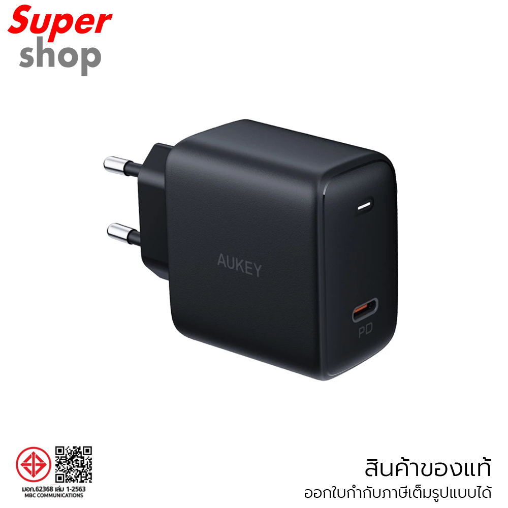 AUKEY หัวชาร์จเร็ว 45W GaN Fast Charger รองรับ PD3.0 / PPS รุ่น PA-F4 Black