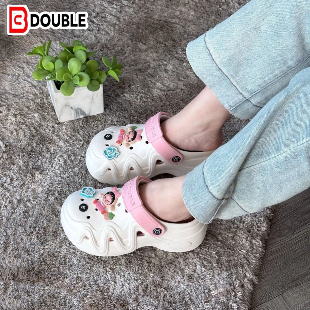 รองเท้าแตะหัวรังนกส้นหนา BB DOUBLE ลายการ์ตูนคิวท์ สวมใส่สบายๆ กันลื่น ใส่ไปเที่ยวทะเล/ในบ้านได้หลายสี
