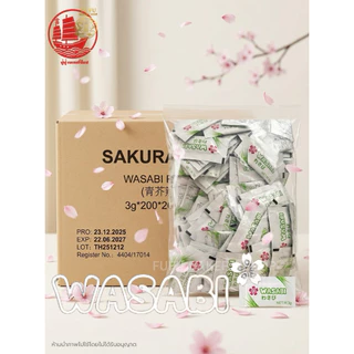 วาซาบิ ซากุระ 3 กรัม (แพค 200 ซอง)🌸🌸 Wasabi Paste Sakura Brand เผ็ดฉุน หอมอร่อย ฉีกซองสะดวก ใช้งานง่าย 🔥สินค้าขายดี🔥