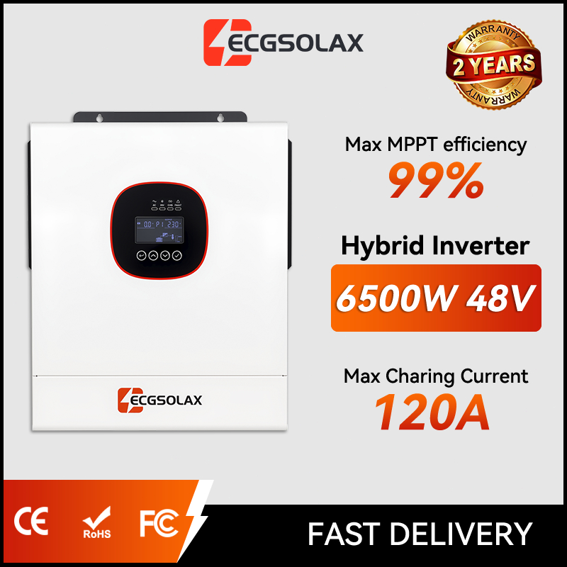 ECGSOLAX อินเวอร์เตอร์ไฮบริดออฟกริด 6.5KW 48V Pure Sine Wave Off-grid /On-grid Solar Hybrid Inverter
