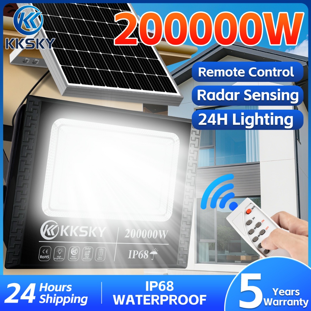 KKSKY ไฟโซล่าเซลล์ ไฟ 200000W 80000W LEDไฟสวนโซล่าเซลล์ สปอร์ตไลท์ ไฟถนน ไฟกลางแจ้ง กันน้ำ ทนทาน สว่าง Solar Lights IP68 รูปที่ 2