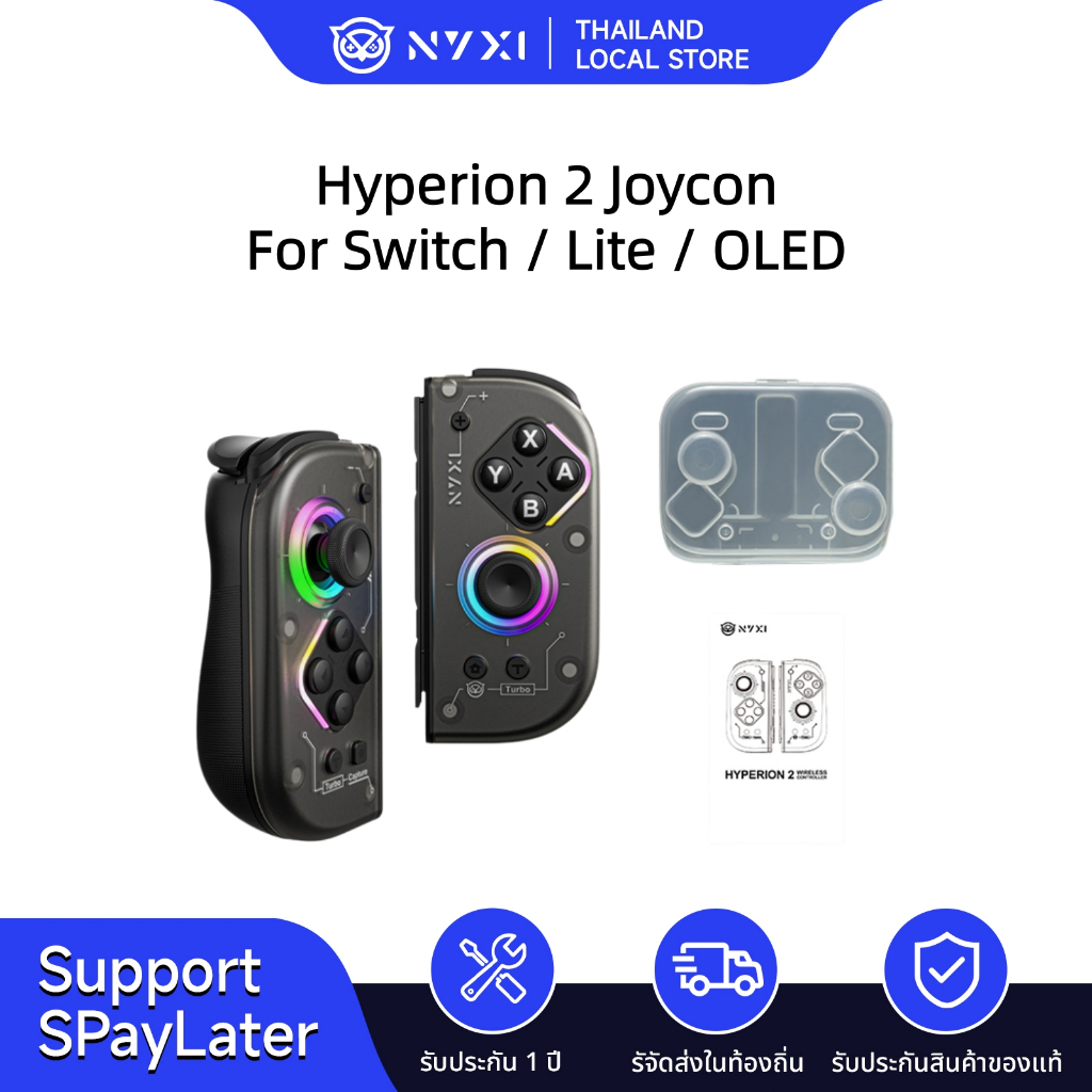 NYXI Hyperion 2 Joycon Wireless บลูทูธ Nintendo Switch OLED Lite จอยสติ๊ก Controller Joypad Joy Con เทอร์โบ hall effect
