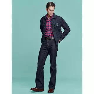 HARA HMC1-9101-02 Boot Cut Fit Jeans กางเกงยีนส์ มิดไนท์บลู ด้ายทอง ขาม้า 9-10.5 นิ้ว Midnight Classic