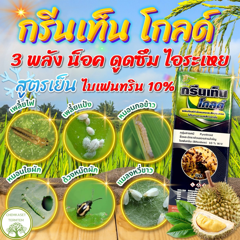 กรีนเท็น 1 ลิตร☘️ป้องกันกำจัด หนอนกระทู้ หนอนชอนใบ เพลี้ยไฟ เพลี้ยไก่แจ้ แมลงหวี่ขาว มด ปลวก เป็นต้น