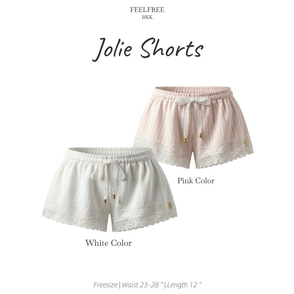 Jolie Shorts กางเกงขาสั้นลูกไม้ เนื้อผ้าCottonพรีเมียม มีซับในทั้งตัว ทรงสวยมาก รูปที่ 8