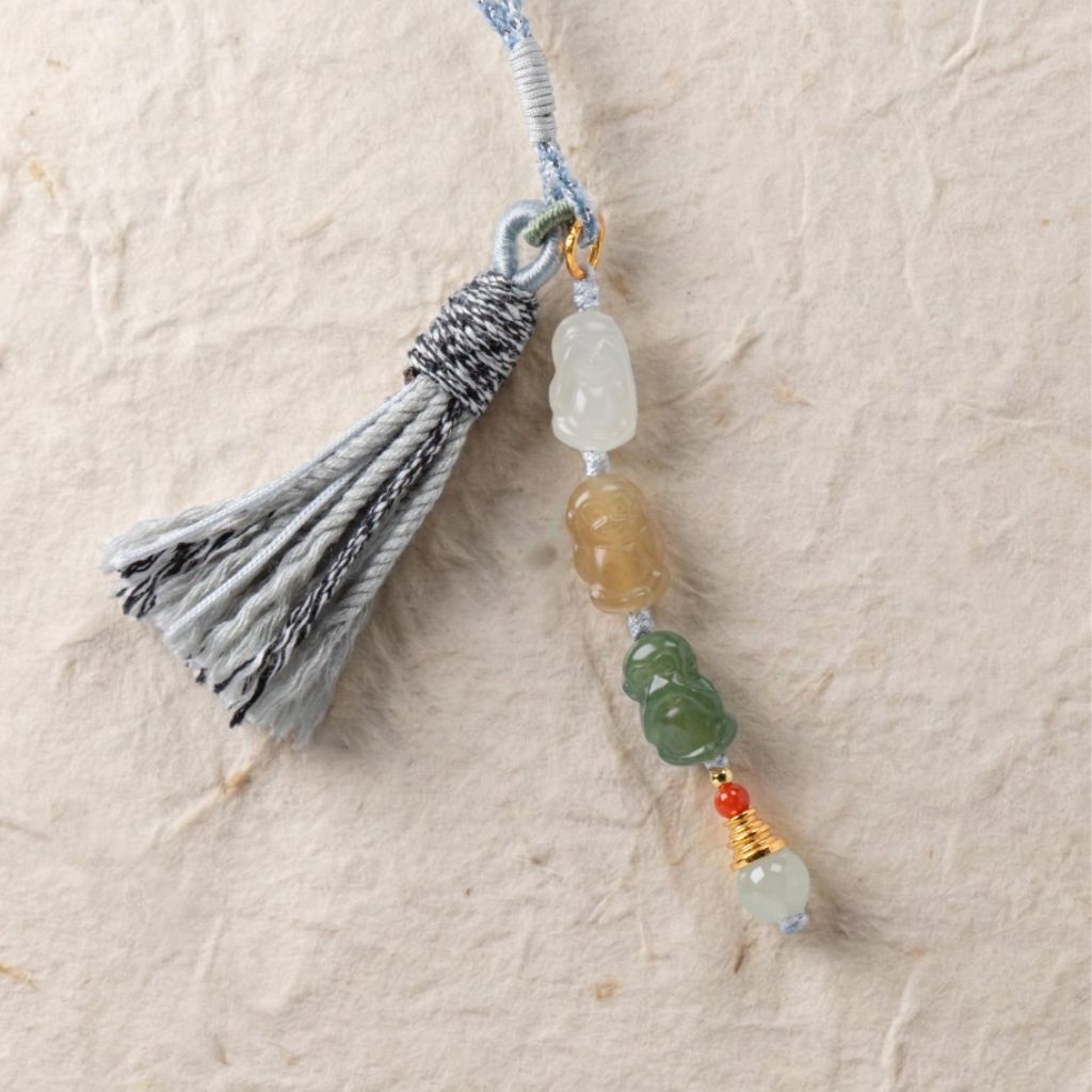 ชาร์มห้อยลิงหยกคละสี Nephrite - JADE FOR YOU