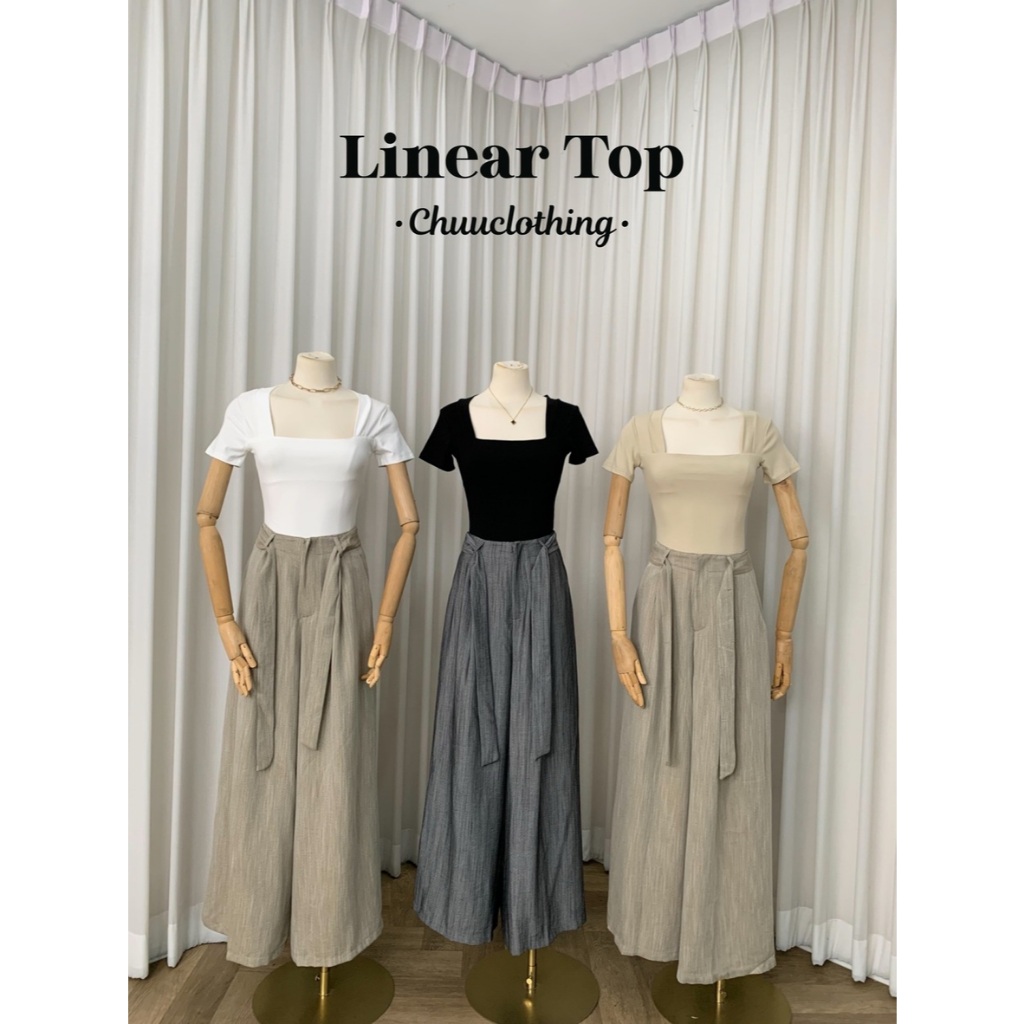 Chuuclothing Linear top [พร้อมส่ง ดำ ขาว พีนัท] เก็บโค้ดหน้ากิจกรรม