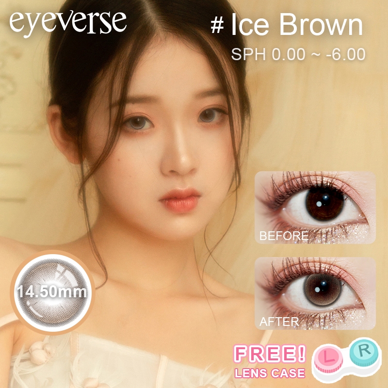[0.00-6.00] Eyeverse Ice Brown 14mm รายเดือน COD ตาโตสไตล์ญี่ปุ่น นุ่มสุดๆ ไม่ระคายเคือง ใช้ 1 เดือน