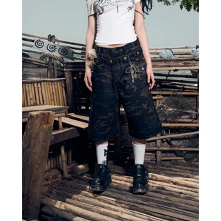 (🔥จัดส่งด่วน 1 วัน!) 22wrldwidee Jorts Camo Sumer Raid กางเกงยีนส์ผ้าคาโม่ ทรง jort แมทง่าย (OC161)