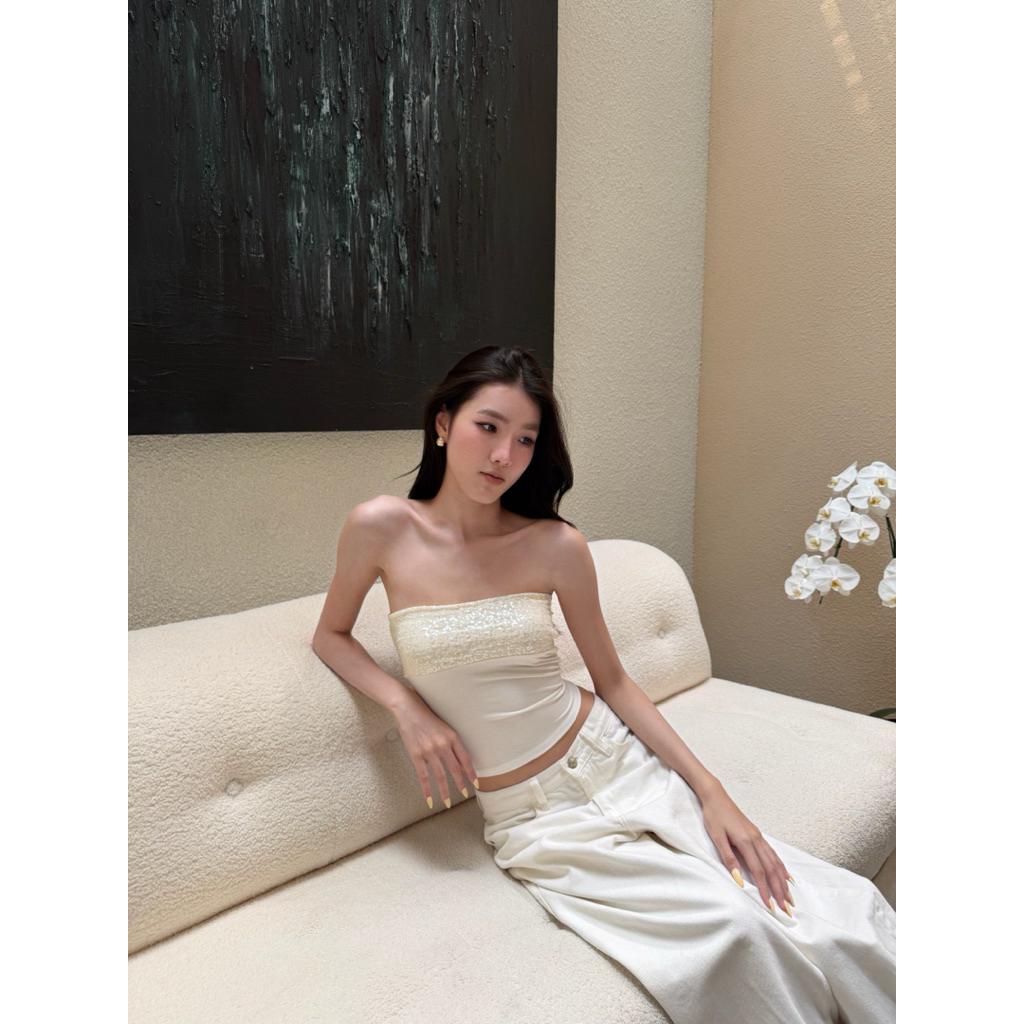 Camila top - เกาะอกตัวยาว ดีเทลเลื่อมตรงอก by shewear.bkk รูปที่ 2