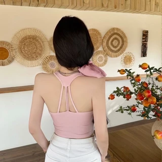 สายเดี่ยวเข้ารูป เสื้อโยคะ ฟิตเนส สายเดี่ยวมีบราใส่ออกกำลังกายได้