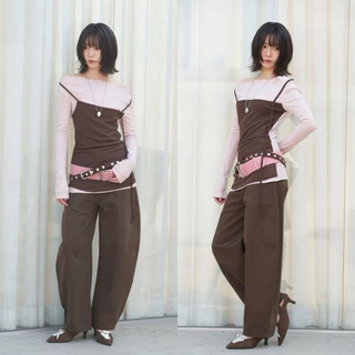 AMUSE BKK - Sera Top เสื้อเลเยอร์ทูโทนปาดไหล่ ดีไซน์แต่งสายยาวด้านหน้า