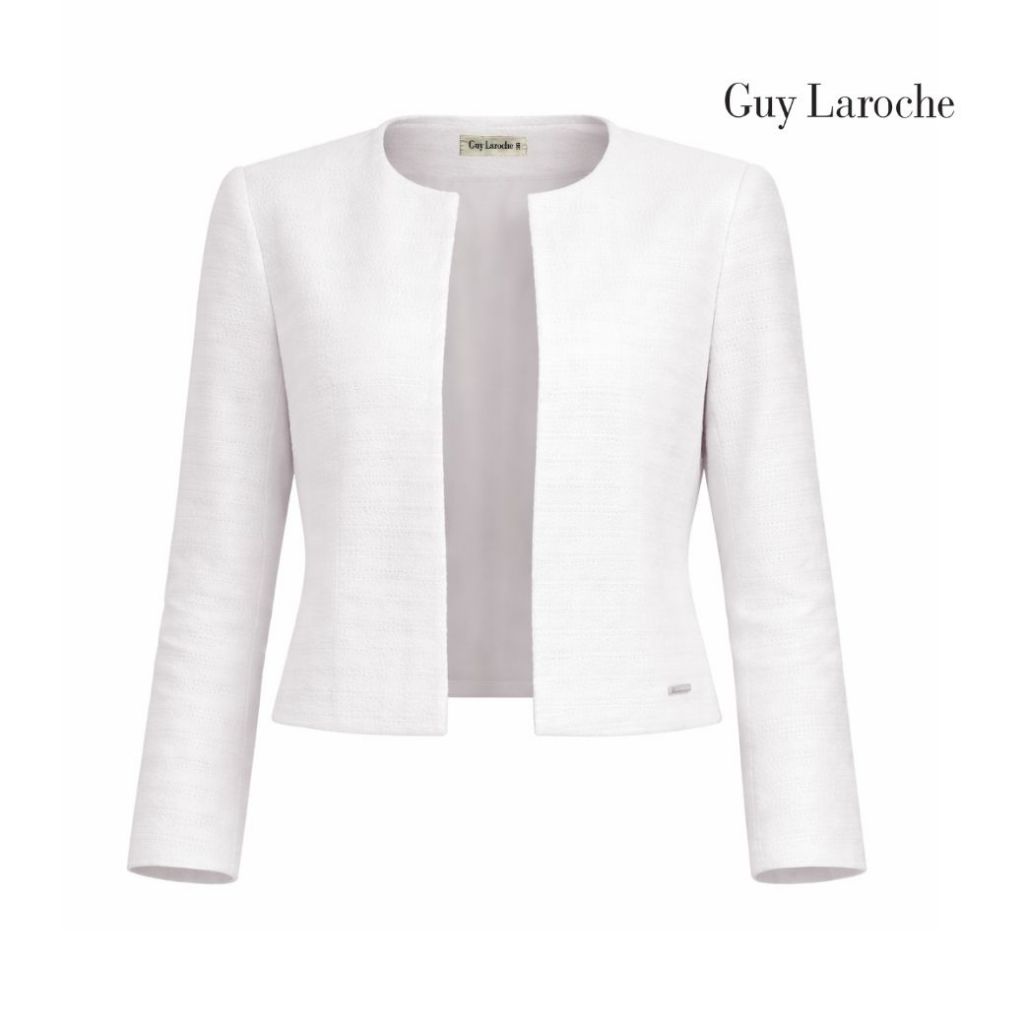 Guy Laroche jacket Light jacket promfy เสื้อคลุมคอกลม แขนยาว สีขาว GCAQWH