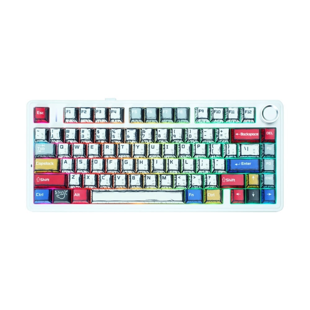KEYBOARD WIRELESS BLUETOOTH AULA F75 COMICS (GREEN SWITCH คีย์บอร์ด)