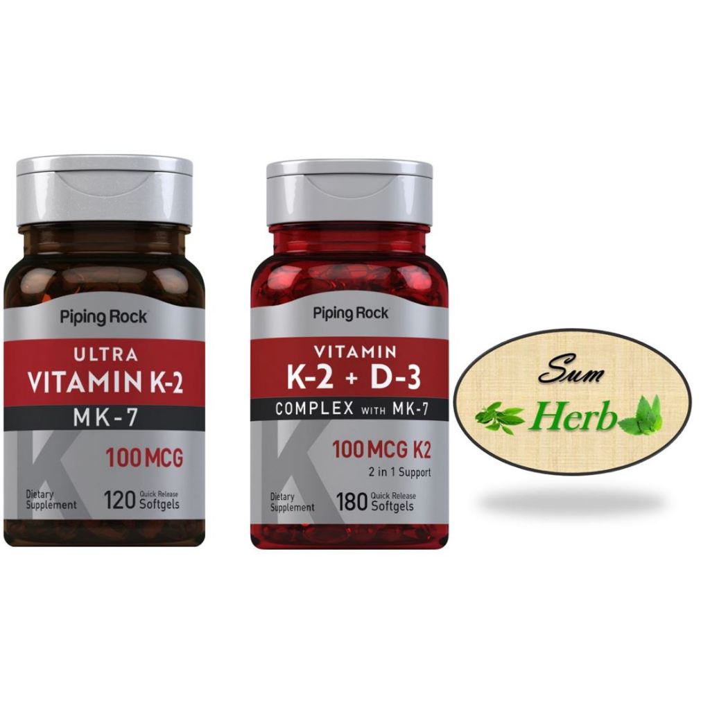 (พร้อมส่ง) PipingRock Ultra K-2 with MK-7, 100 mcg / Vitamin K-2 Complex 100 mcg with D3