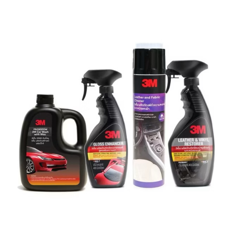 3M แชมพูล้างรถ PN39000W+ PN39034LT + Leather and Fabric Cleaner + PN39040LT