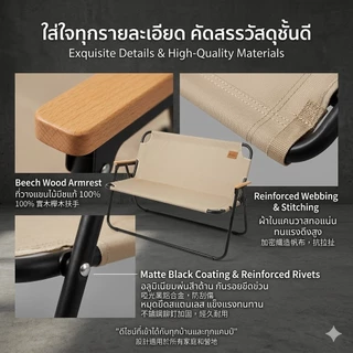 เก้าอี้แคมป์ปิ้ง เก้าอี้สนาม ปิคนิคกลางแจ้ง 2-3ที่นั่ง Camping Chair
