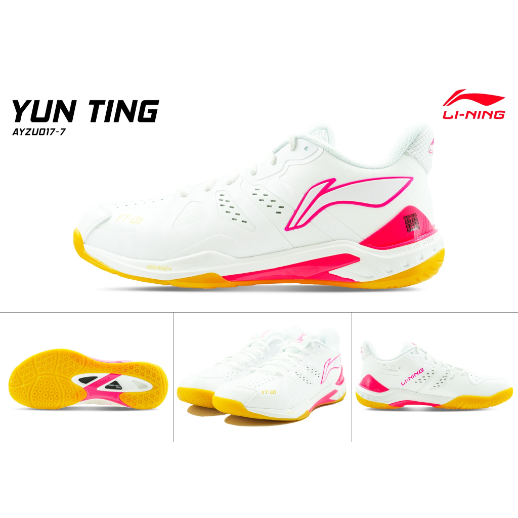 LI-NING YUNTING NEW (AYZU017-7S) สี (Std Wt/Neon Crystal Rd) BADMINTON SHOES รองเท้าแบดมินตัน