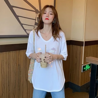 เสื้อยืดแขนสั้นแบบหลวมผู้หญิงแฟชั่นฤดูร้อน oversize เสื้อผ้าสาวอวบคนอ้วนไซส์ใหญ่ เสื้อโอเวอร์ไซส์สไตล์เกาหลี ผ้าใส่สบาย