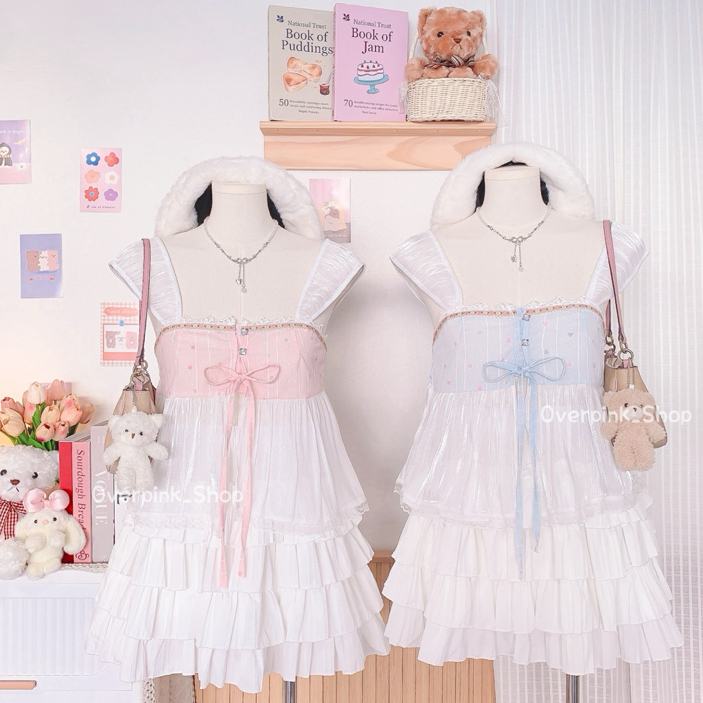 🌸OVP🌸 เสื้อกล้ามสายเดี่ยว ผ้าโรซี่บางต่อ2ท่อน สม๊อคหลัง เสื้อสายเดี่ยวลายดอกไม้