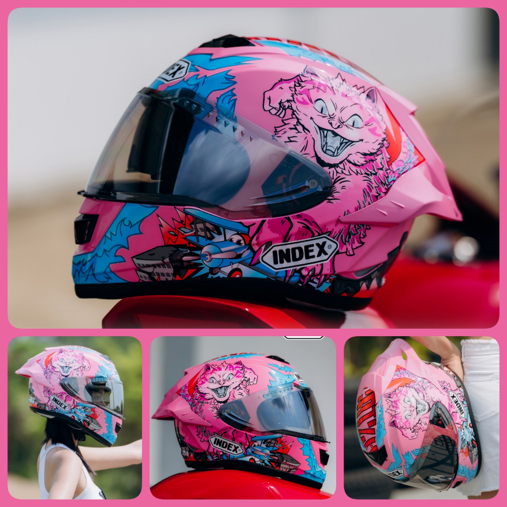 INDEX helmet model: VICTOR ชิลล์2ชั้น มีแว่นกันแดดด้านใน มีหลุมรองรับการติดตั้งบลูทูธ M-XL
