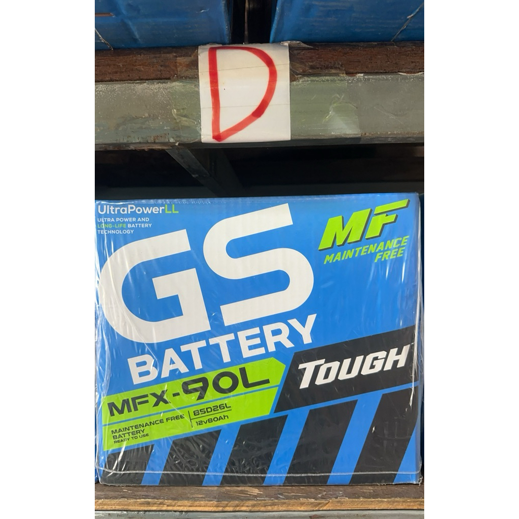 GS battery พร้อมใช้  รุ่น MFX90L 85D26L- 80 แอมป์ (ขนาดยาว 26 กว้าง18 สูง23 เซนติเมตร)