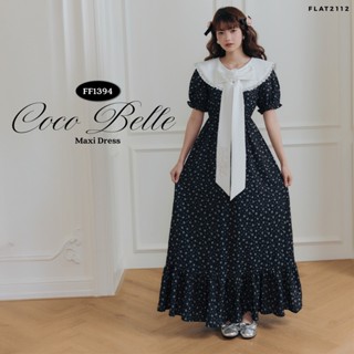 FLAT2112 : COCO BELLE MAXI DRESS เดรสยาวลายดอกไม้สีดำ เดรสโบ…