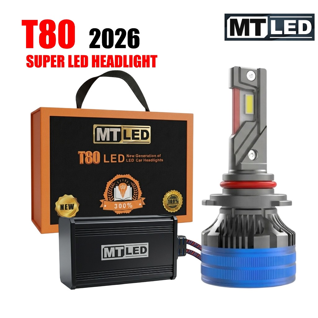 MT LED หลอดไฟหน้า LED H4 H11 9005 9006 H7 รุ่นT80 170W  40000Lm แสงขาว โคตรสว่าง 1คู่ * T80 *