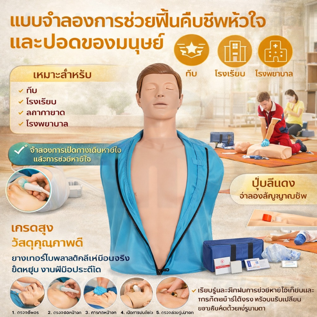 cpr ผู้ใหญ่ หุ่น Medical CPR ผู้ใหญ่ CPR Half-body การฝึก CPR สําหรับการฝึกการหายใจประดิษฐ์ การปฐมพย