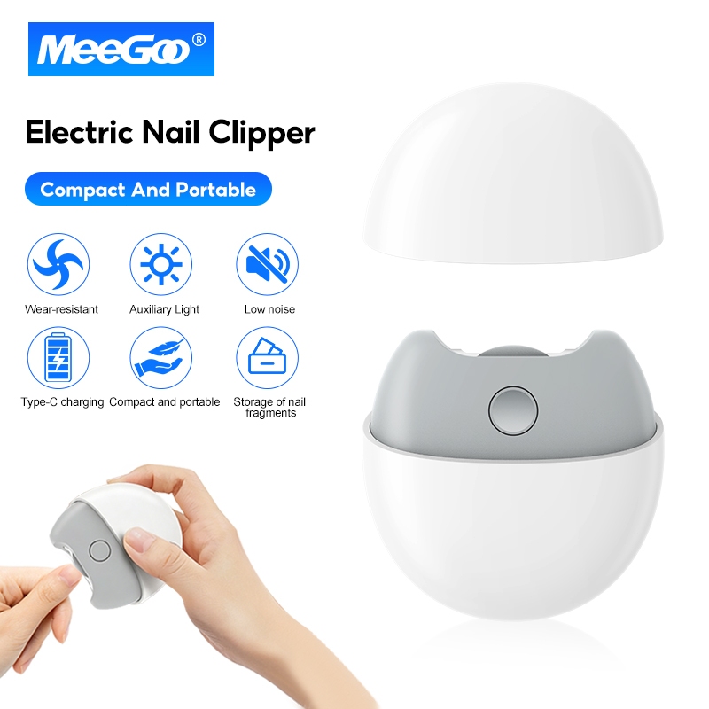 MeeGoo กรรไกรตัดเล็บไฟฟ้า Electric Nail Clipper เสียงรบกวนต่ํา มีไฟLED ใช้ได้กับ เด็ก ชาร์จ Type-C