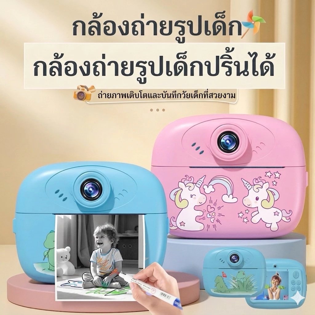 กล้องปริ้นรูปได้ กล้องถ่ายรูปเด็ก กล้องถ่ายรูปปริ้นได้ กล้องพิมพ์ความร้อน กล้องถ่ายรูปเด็กปริ้นได้ ฟังเพลง เล่นเกม