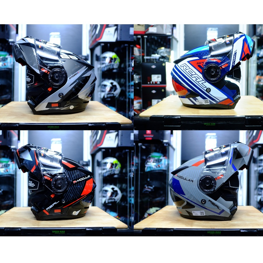 Real Storm  หมวกกันน็อคเต็มใบยกคาง ชิลด์หน้าสีใส มีแว่นกันแดดด้านใน