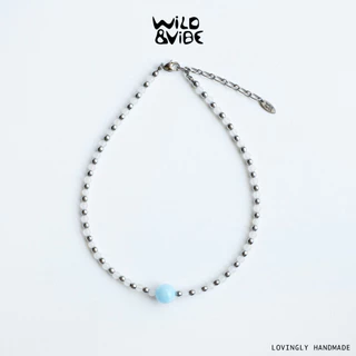 “Ocean Whisper” Aquamarine Necklace 💙 สร้อยคอหินอะความารีน + เฮมาไทน์ | Minimal Luxury | Unisex | พร้อมส่ง