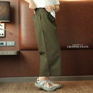 Comfort Fit Cropped Pants กางเกงขากระบอกใหญ่ เอวยืด ใส่สบาย ผ้าบาง เบา ไม่ร้อน ทรงครอป ใส่ได้ทุกวัน