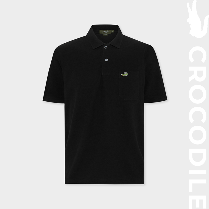 CROCODILE BLACK REGULAR FIT POLO SHIRT เสื้อโปโลสีดำ ทรงเรกูล่าร์ฟิต