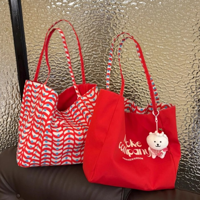 กระเป๋าผ้าไนลอนลายตารางสองด้านDoubleFace  bag
