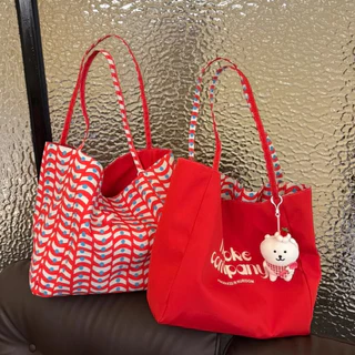 กระเป๋าผ้าไนลอนลายตารางสองด้านDoubleFace bag