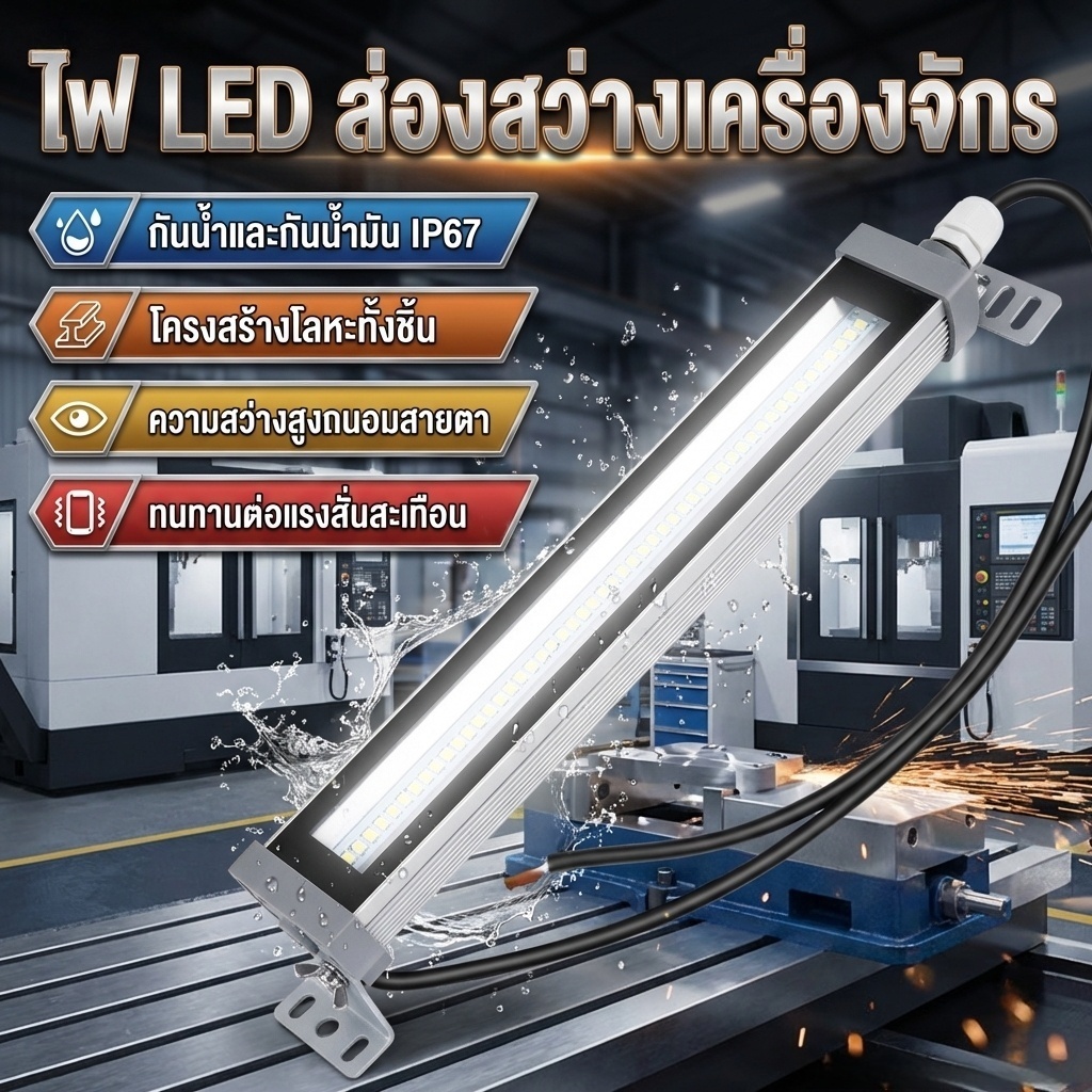 ไฟLED สำหรับเครื่องจักรอุตสาหกรรม IP67กันน้ำกันฝุ่น ความสว่างสูง ติดตั้งง่าย ทนทานยาวนาน เหมาะโรงงาน