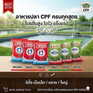 [💥ขายดี ] อาหารปลาCP สตาร์ฟีต ปลาดุก ปลานิล ปลาทุกชนิด ทุกขนาด โปรตีน25% โปรตีน15.5% น้ำไม่เสีย ขนาด บรรจุ 5 KG.