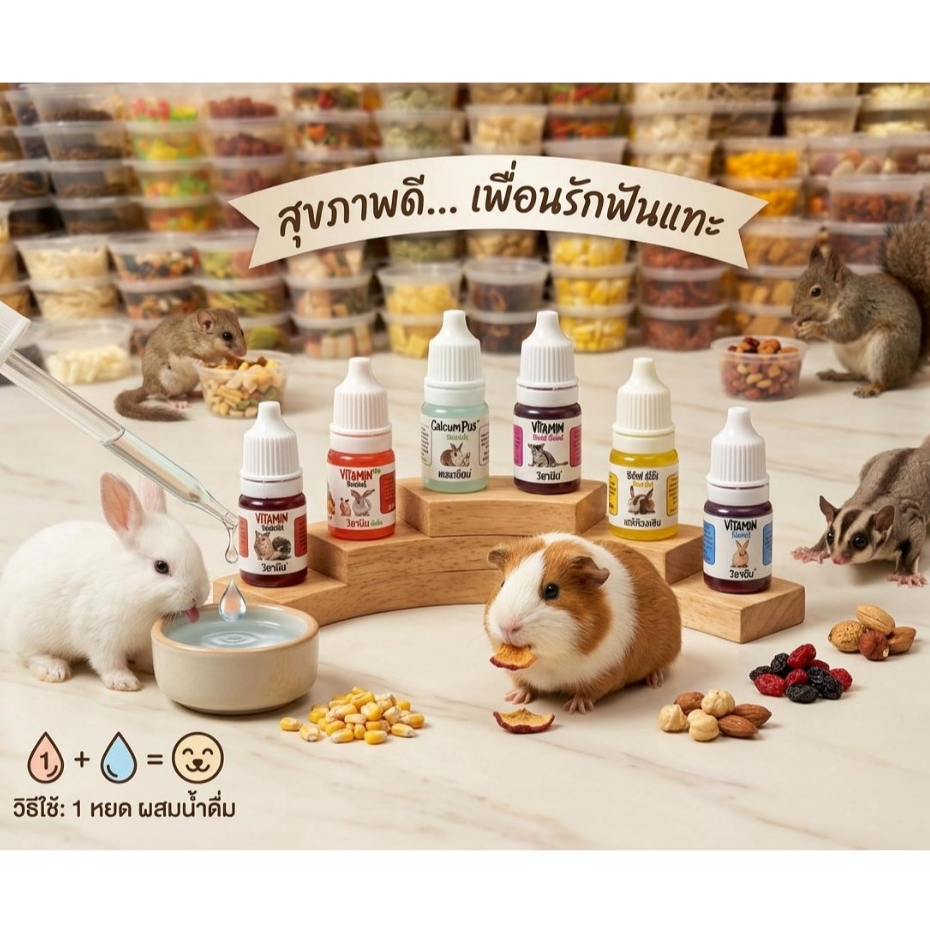 อาหารกระต่าย ขนม สำหรับกระต่าย แฮมสเตอร์ แกสบี้ กระรอก เม่น ชูการ์ สัตว์เล็กอื่นๆ