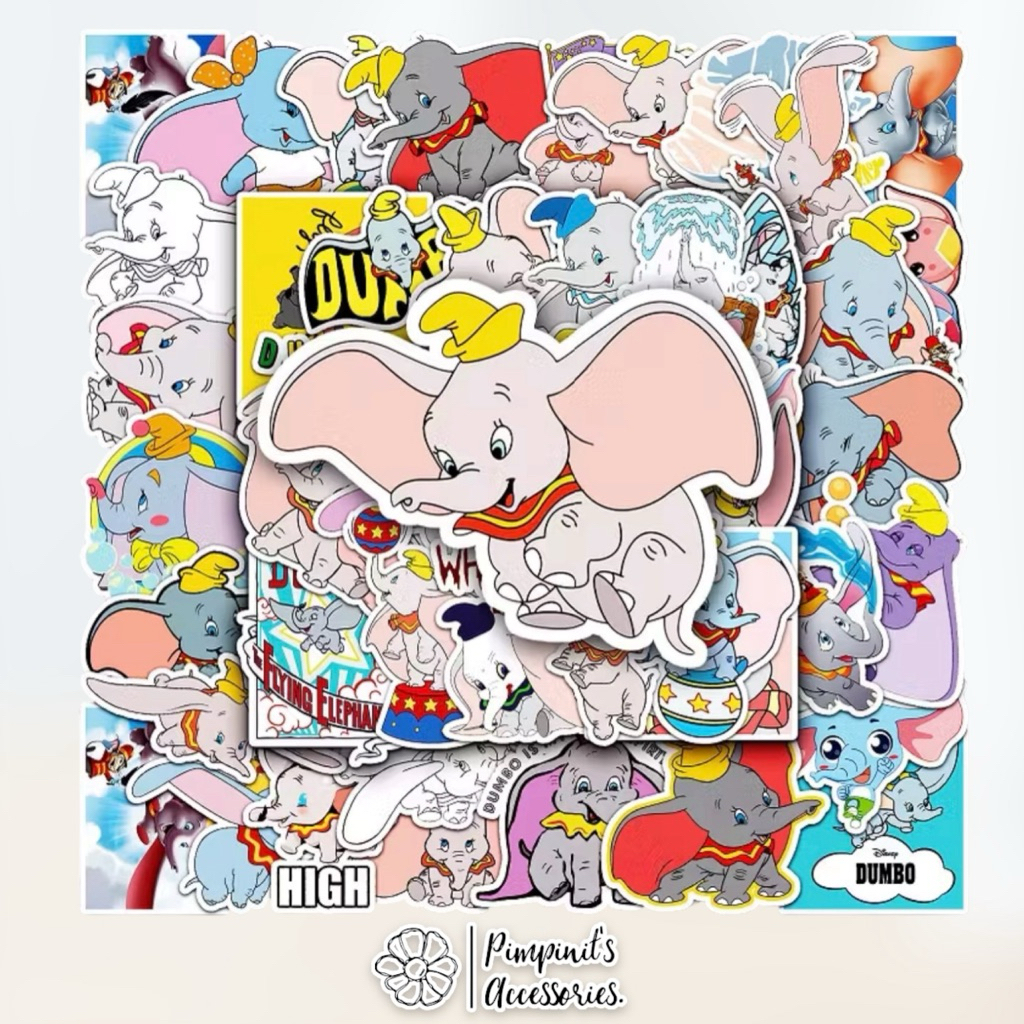 ร้านในไทยพร้อมส่ง : สติ๊กเกอร์ลายช้างน้อยดัมโบ้ | CLASSIC DUMBO Waterproof Decoration Sticker Set.